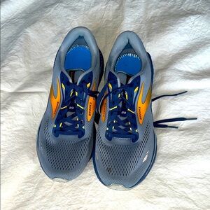 Brooks Adrenaline GTS 23 Grey Crown Blue Orange Running Shoe Men's Size 10